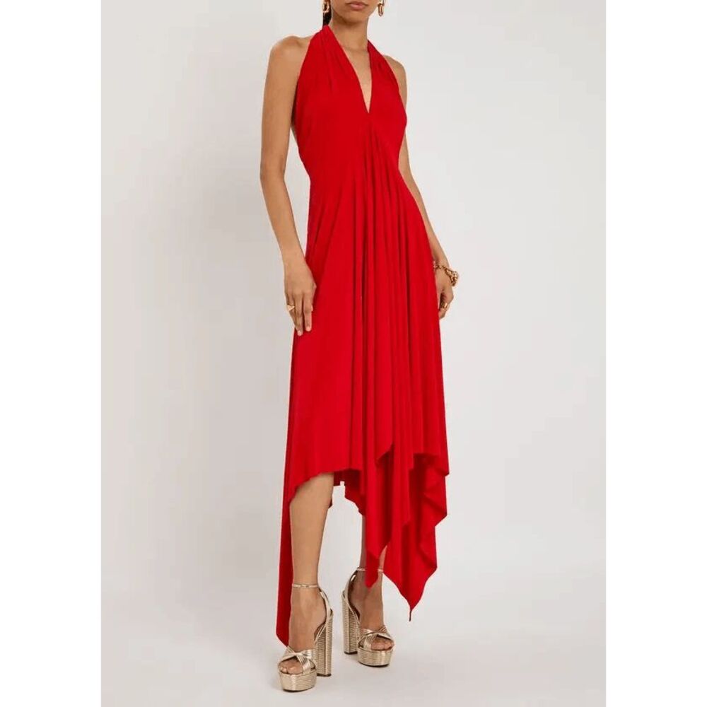 Norma Kamali convertible asymmetric stretch-jersey midi dress SMALL $250